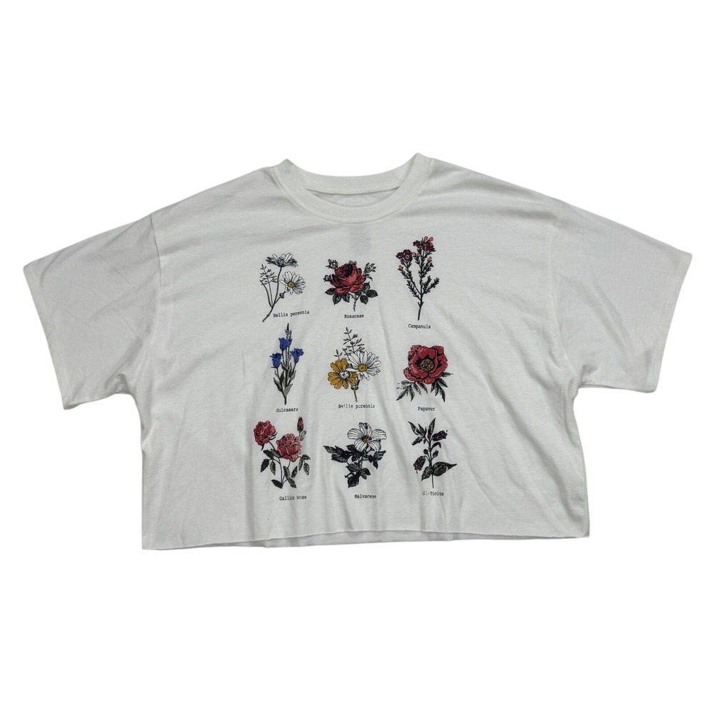 Grayson Social Women's Floral Print Crop Top Short‎ Sleeve Casual Tee Shirt S